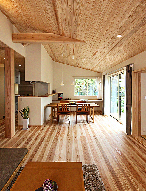 Hiraya 美しい勾配天井のある平屋。