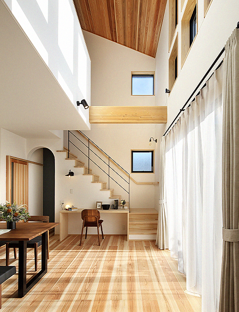 Atrium 空間を縦につなぐ開放的な吹き抜け。