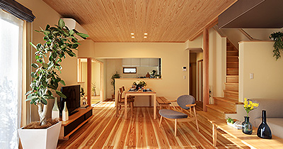 キッチンで家事をしながら、ダイニングやリビングで過ごす家族と会話が楽しめるLDKです。